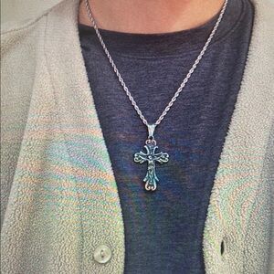 Men's Silver Cross Pendant Necklace